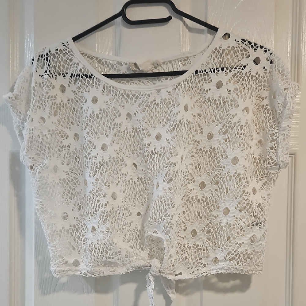 Derek Heart White Lace Crop Top